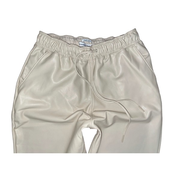 Abercrombie & Fitch Vegan Leather Sunday Joggers in Cream ~ sports luxe Size XS - Picture 2 of 4